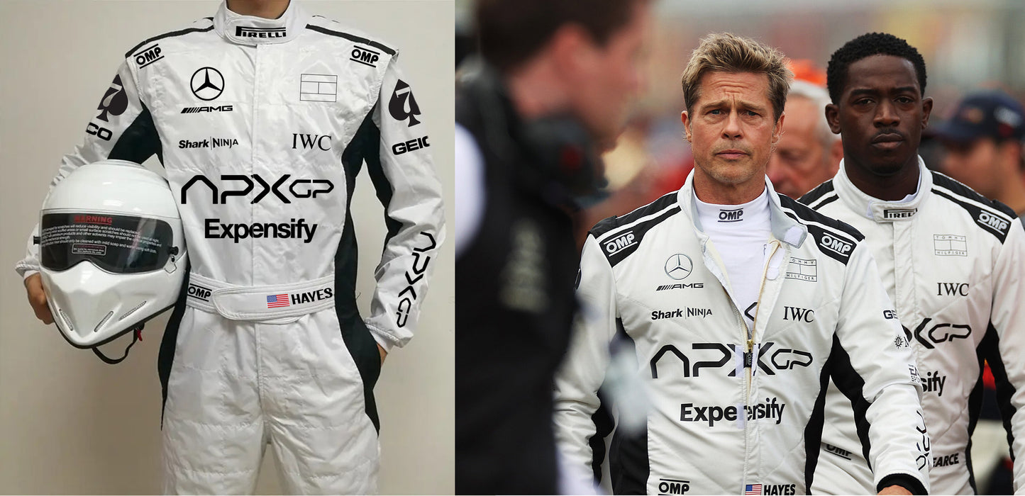 F1 movie white racing coveralls APXGP replica - Brad Pitt race suit costume